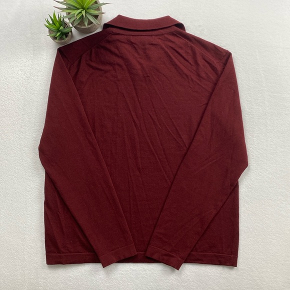 Banana Republic Stretch Merino Wool Blend Johnny Collar Long Sleeve Sweater Polo - Picture 2 of 16